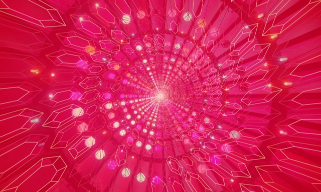 Neonový Tunel Růžový Křišťálový Vortex VJLoops 5:3 Wide 60fps Šetřič Obrazovky