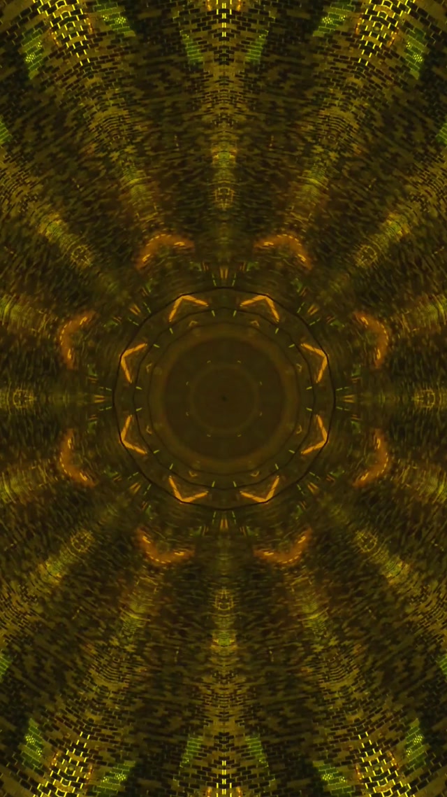 Neon Tunel Zlatá Mandala Vír Spořič obrazovky 9:16 Reels 60fps VJLoops