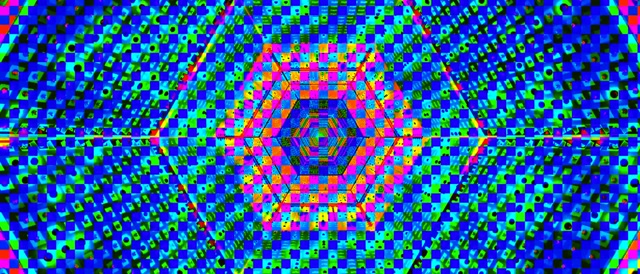 Neon Tunel Hexagon Mřížka VJLoops 21:9 Ultrawide 60fps Spořič obrazovky