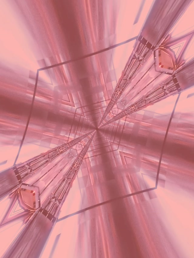 Růžovo-Zlatý Fraktální Neonový Tunel VJ Loop 3:4 iPad Portrait 60fps Spořič