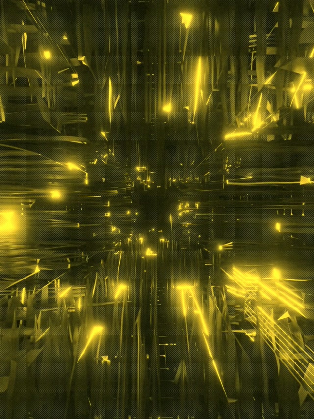 VJ Loop Neonový Tunel Žluté Zářící Střepy 60fps Spořič 3:4 iPad Portrait