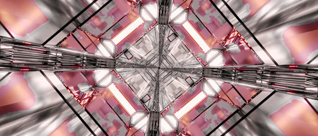 Neonový Tunel Růžový Chrom Diamant VJ Loop 21:9 Ultrawide 60fps Spořič