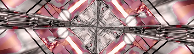 Neonový Tunel Zrcadlová Ocel Diamant 32:9 Super Ultrawide 60fps Spořič VJ Loop