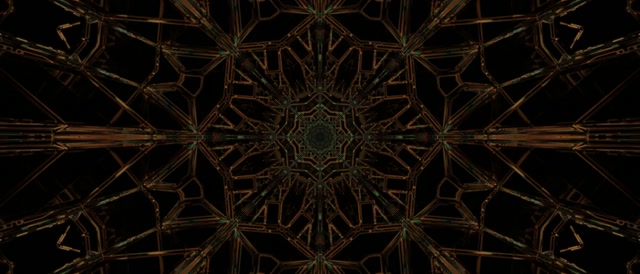 Neon Tunel Měděná Zelená Mandala Spořič 21:9 Ultrawide 60fps VJ Loop