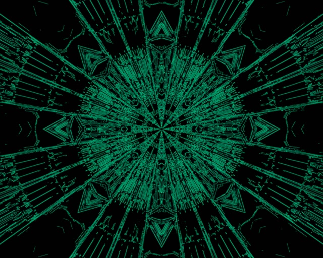Neon Tunel Zelený Fraktální Kaleidoskop Výbuch VJ Loop 5:4 průmyslový 60fps spořič obrazovky
