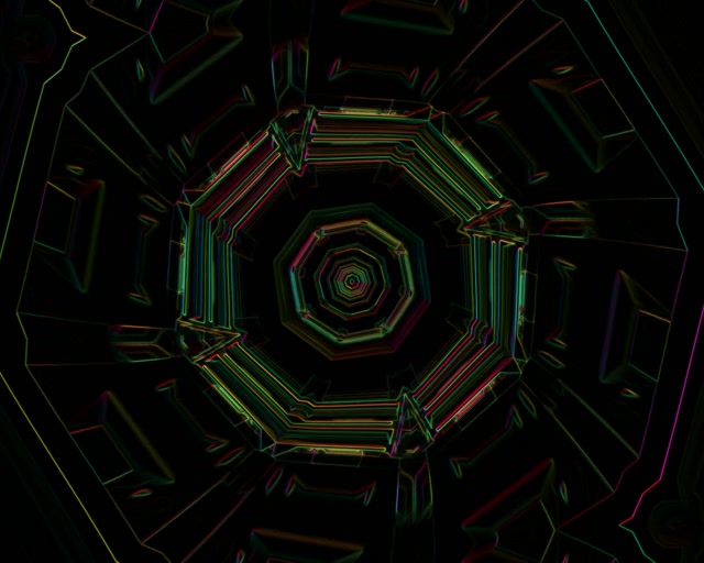 Neon Tunnel Octagonal Vortex Loop 5:4 Industrial 60fps Screensaver VJ Animation