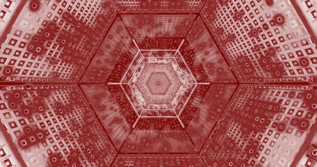 Červený Šestiúhelníkový Tunel Abstraktní Geometrický VJLoops Pohyb Pozadí