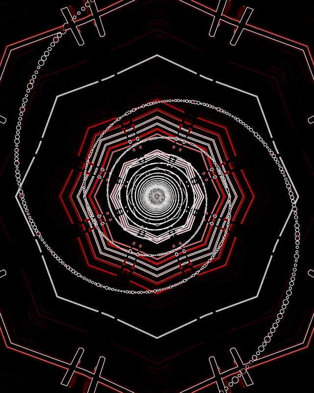 Neon Tunel Červený Oktagon Vír VJLoops 4:5 Instagram 60fps Spořič obrazovky