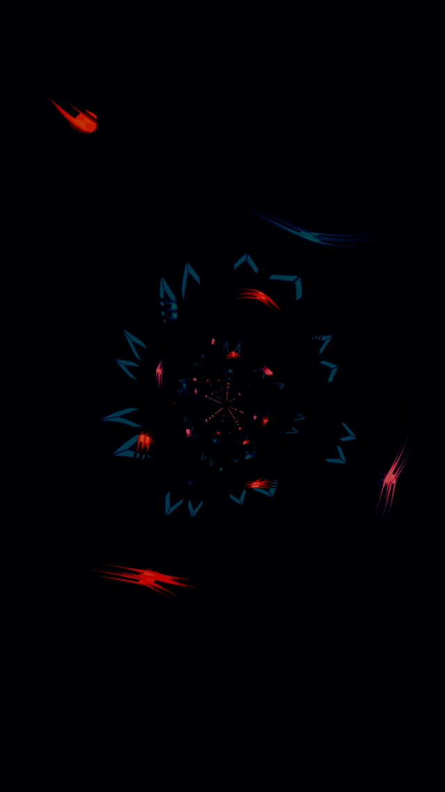 Neonový tunel kaleidoskop vír VJ Loop 9:16 Reels 60fps spořič