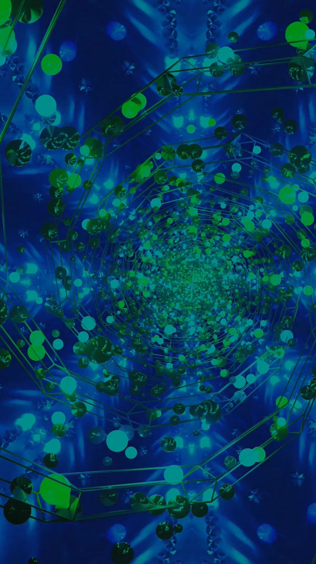 Neon Tunel Zelené Bubliny Vír VJLoops 9:16 Reels 60fps Spořič obrazovky