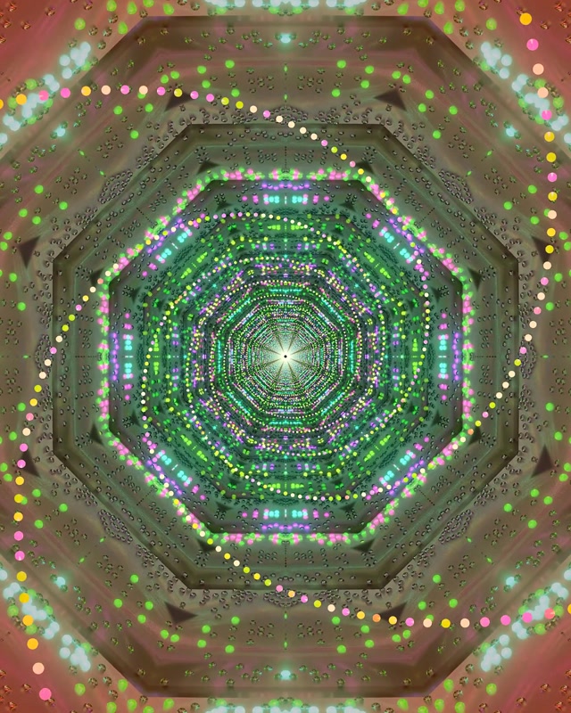 Neon Tunel Osmiúhelník Zelený Růžový Spořič PC 60fps 4:5 Instagram VJ Loop