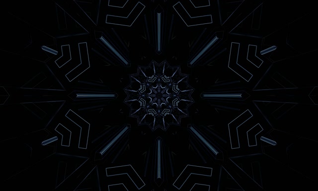 Neonový tunel tmavě modrá sněhová vločka kaleidoskop VJ Loop 5:3 Wide 60fps šetřič obrazovky