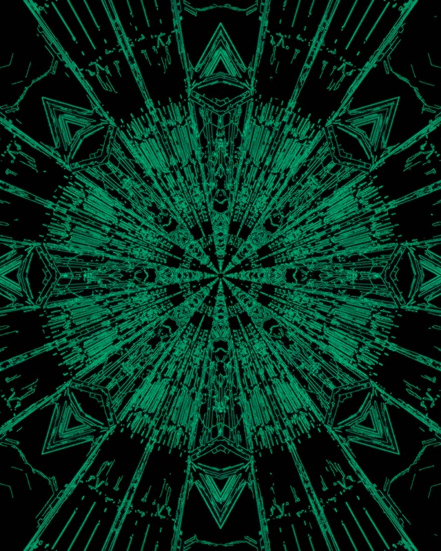 Neon Tunel Zelený Kaleidoskop Mandala VJ Loop 4:5 Instagram 60fps Spořič
