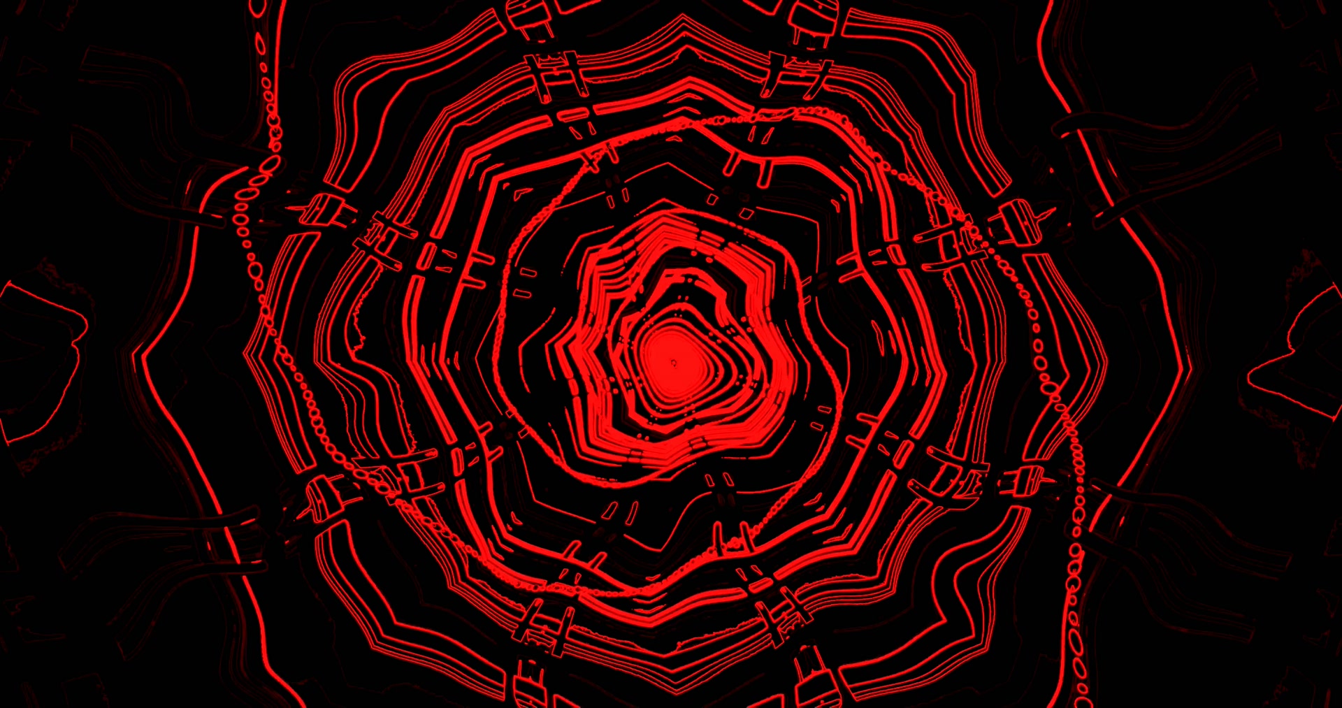 Twnnel Cylched Coch Llachar Sgrin Achub 4K UHD 60fps VJ loop