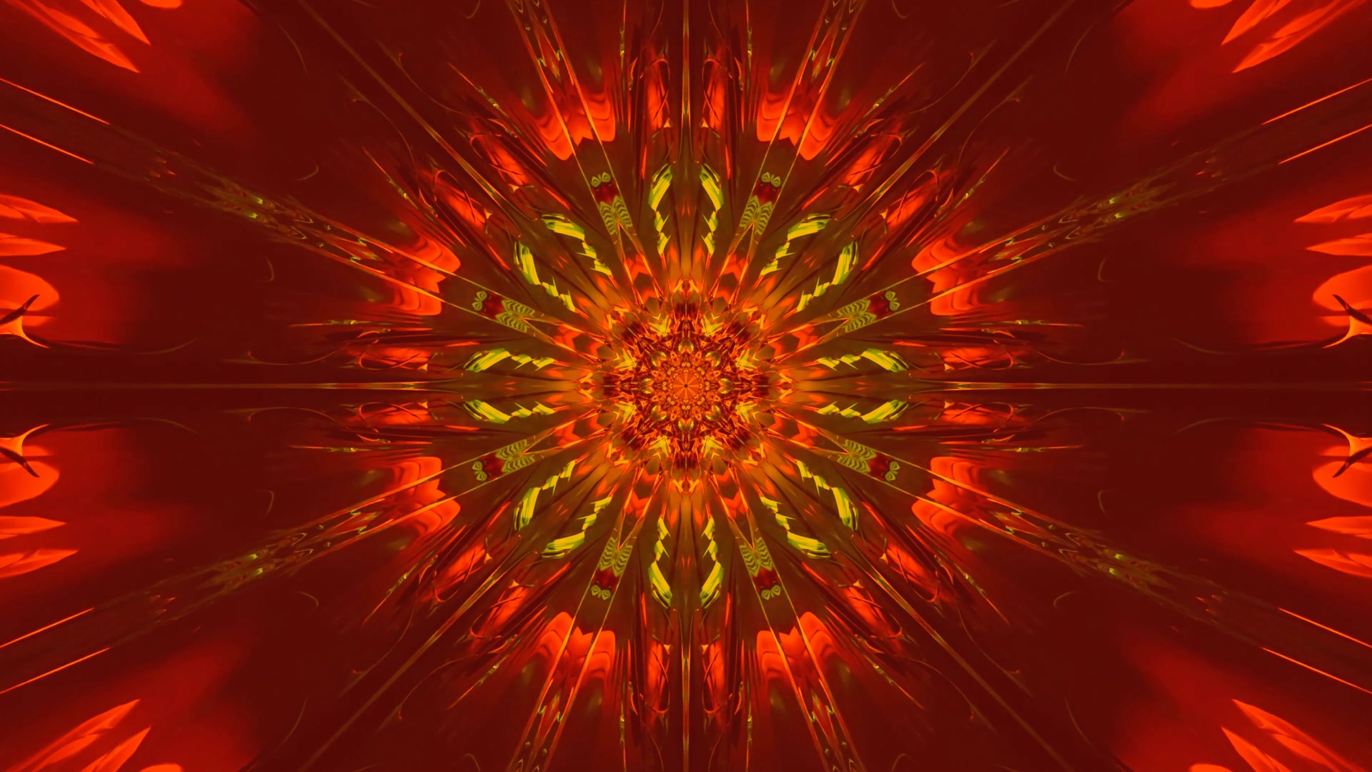 Twnnel Neon Mandala Tân Coch 4K UHD 60fps arbedydd sgrin VJ Loop