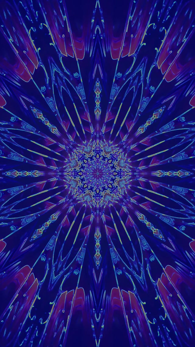 9:16 Reels 60fps Mandala Seren Ffractal Coch Porffor Twnnel Neon Sgrin Arbedwr Papur Wal Byw