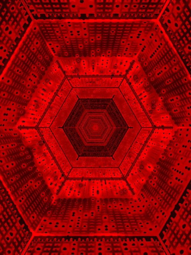 Twnnel Neon Coch Troellffordd Hecsagon VJ Loop 60fps 3:4 iPad Portread Arbedydd Sgrin