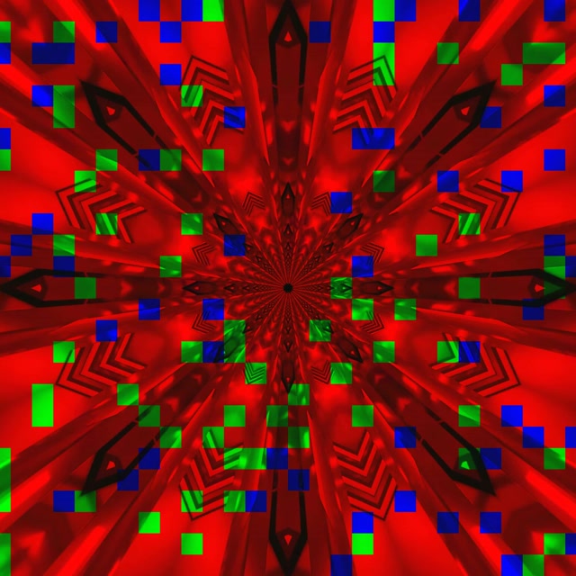 Vj loop Neon Tunnel Red Kaleidoscope Pixel Burst 1:1 square 60fps screensaver