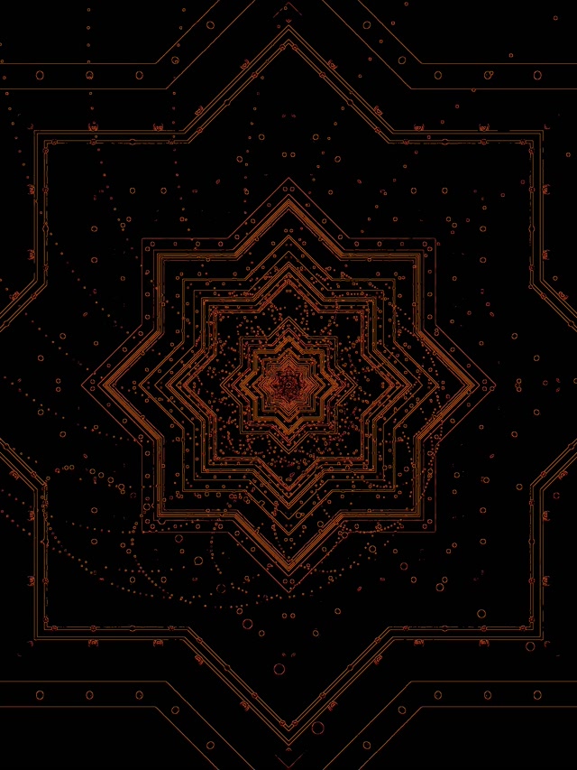 Tunnél Neon Copper Star Mandala VJ Loop 60fps 3:4 iPad Portrait Screensaver
