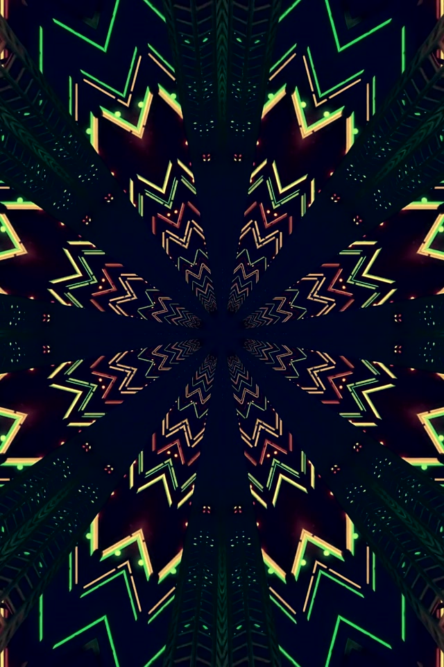 Twnnel Neon Kaleidoscope Arbedwr Sgrin 60fps 2:3 Llun Portread Vj Loop