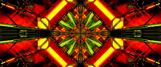 Twnnel Neon Caleidosgop Ffrwydrad Diemwnt Dolen Vj 2.39:1 Cinemascope 60fps Arbedwr Sgrin