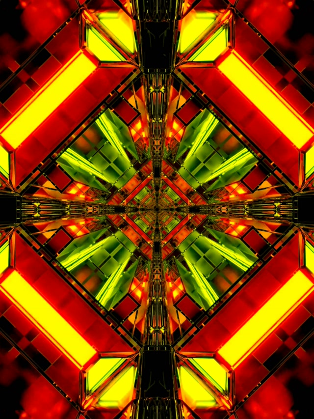 Twnnel Neon Ffrwydrad Diemwnt Caleidosgop VJ Loop 3:4 iPad Portread 60fps Arbedwr Sgrin