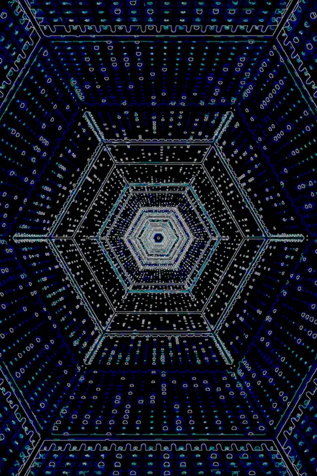 Twnnel Neon Cortex Hecsagon VJ Loop 60fps 2:3 Portread Ffoto Arbedwr Sgrin