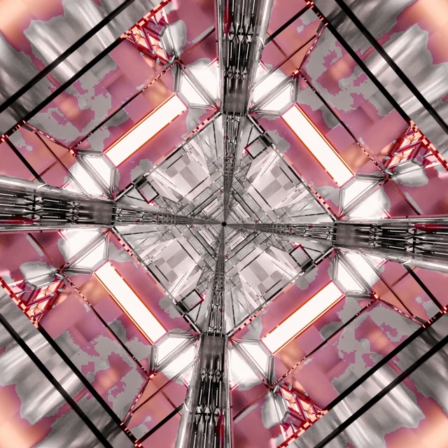 Twnnel Neon Diemwnt Caleidosgop Pinc VJLoops 1:1 Sgwâr 60fps Sgrinarbedwr