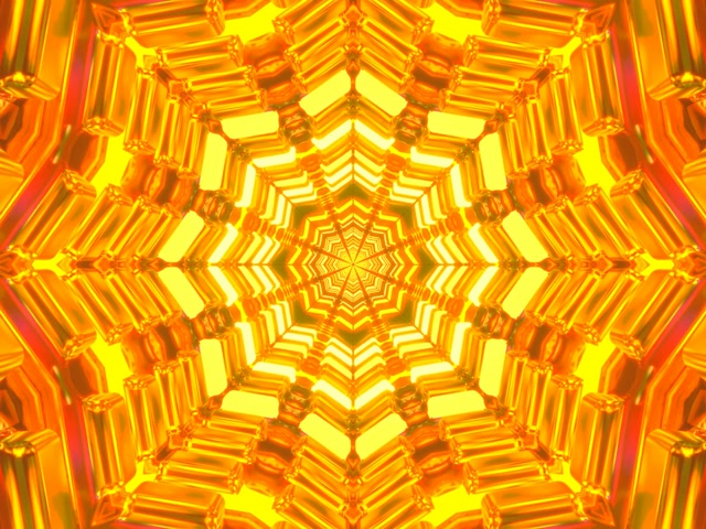 Pulsating Yellow Neon Tunnel VJ Loop 4:3 Classic 60fps Screensaver Animation