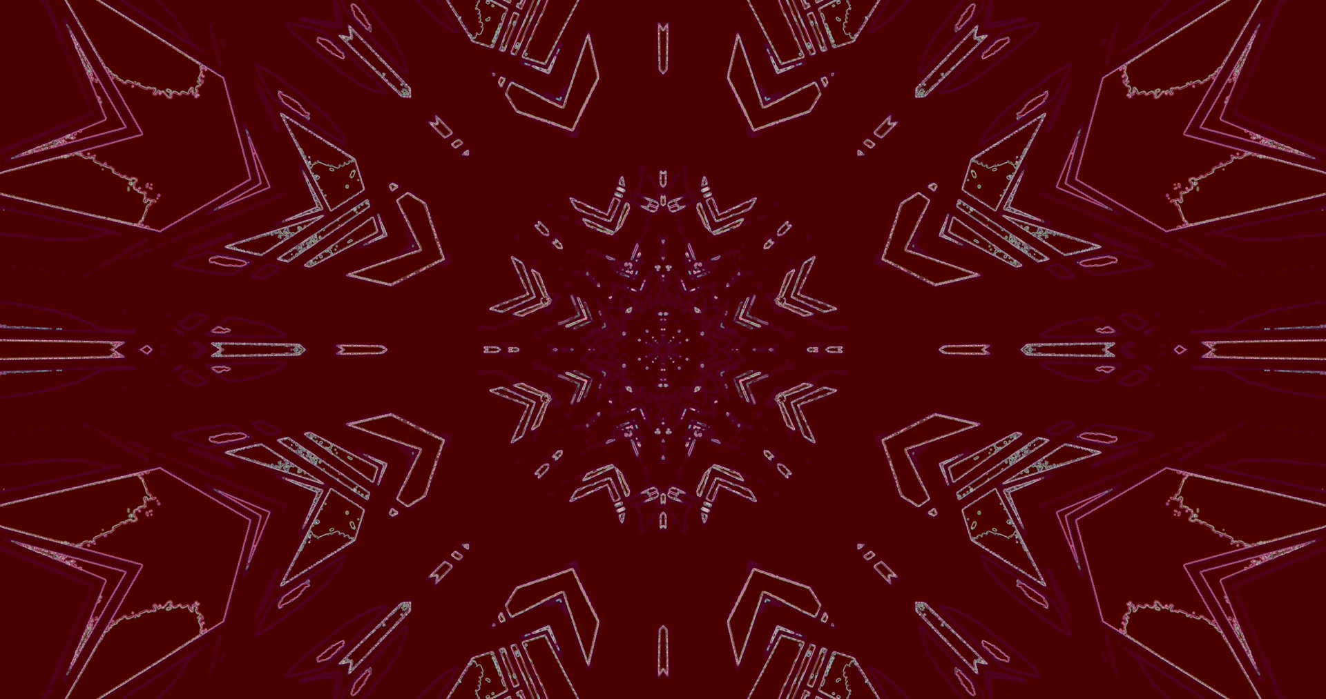 Mørk Karmin Neon Tunnel Symmetri 4K UHD 60fps Pauseskærm VJ Klip