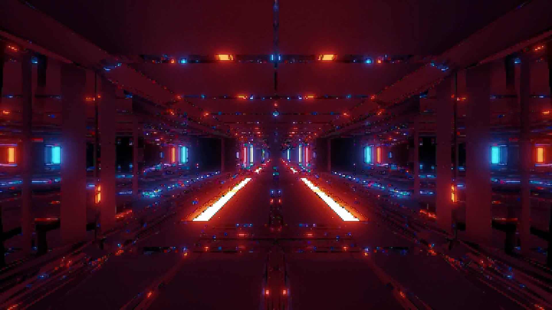 Rød Blå Neon Tunnel 4K UHD 60fps Pauseskærm Vj Loop