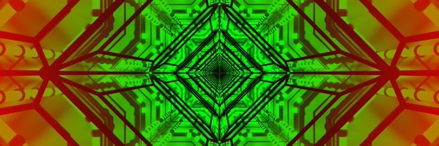 Neon Tunnel Grøn Rød Kredsløb 3:1 Triple Wide 60fps Pauseskærm VJ Loop