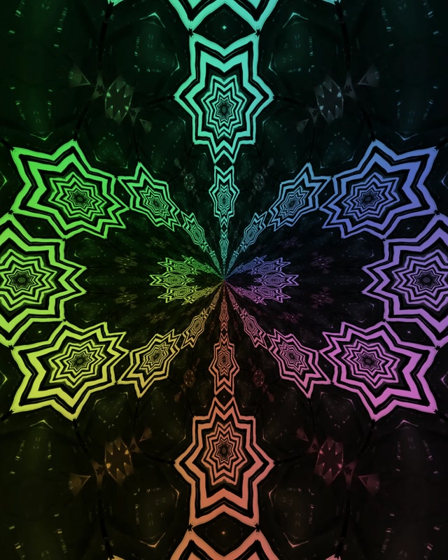Neon Tunnel Regnbue Stjerne Mandala Vj Loop 4:5 Instagram 60fps Pauseskærm