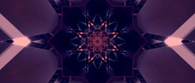 Neon Tunnel Stjerne Kaleidoskop VJ Loop 21:9 Ultrawide 60fps Pauseskærm