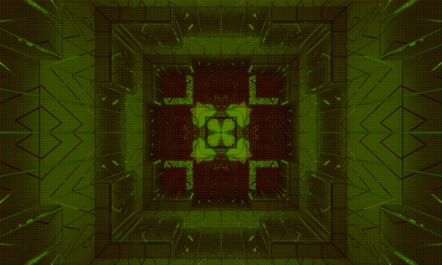 Neon Tunnel Grøn Rød Fraktal Kors 5:3 bred 60fps Pauseskærm VJLoops