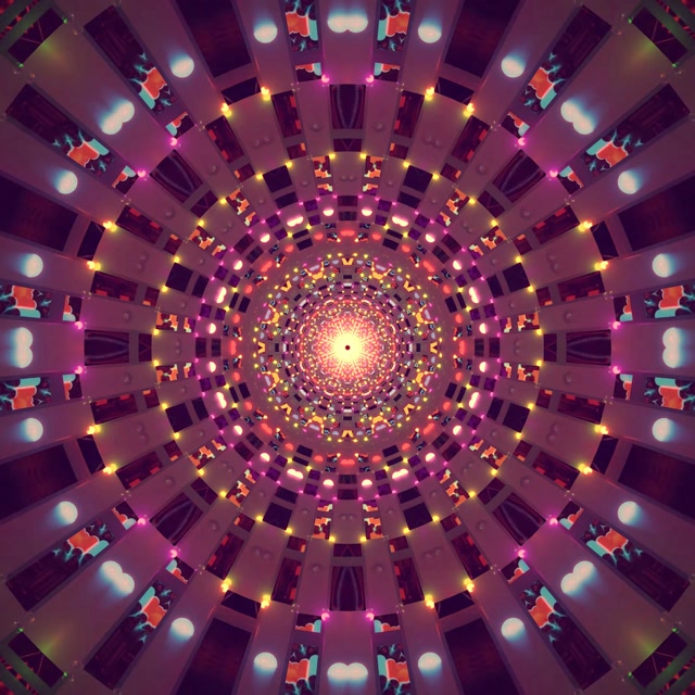 Vj Loop Neon Tunnel Radialt Pink Lilla Kaleidoskop 1:1 Firkant 60fps Pauseskærm