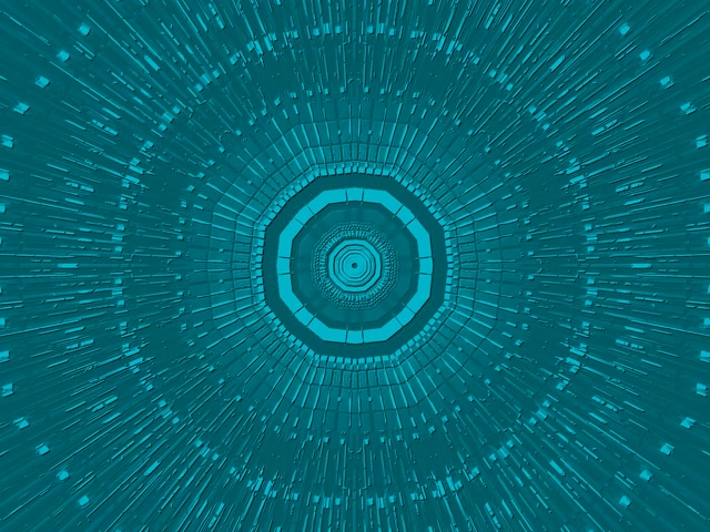 Teal Oktagon Neon Tunnel VJ Loop 4:3 Classic 60fps Pauseskærm