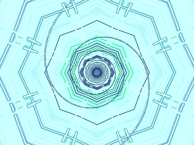 Cyan Neon Tunnel Pauseskærm 4:3 Klassisk 60fps VJ Loop PC Laptop