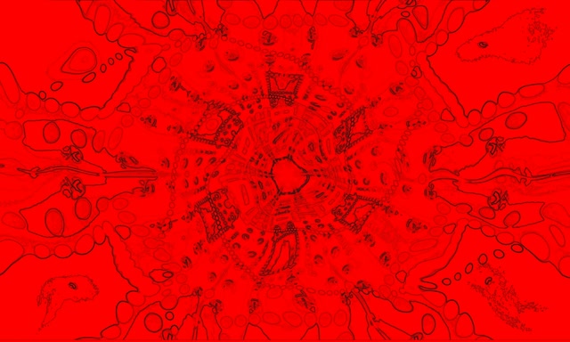 Rød Neon Tunnel Kaleidoskop Burst VJLoops 5:3 Wide 60fps Pauseskærm