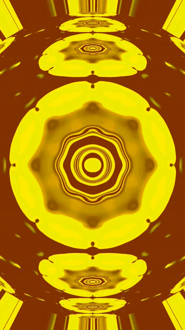 Neon Tunnel Gylden Mandala Gear Vj Loop 9:16 Reels 60fps Pauseskærm