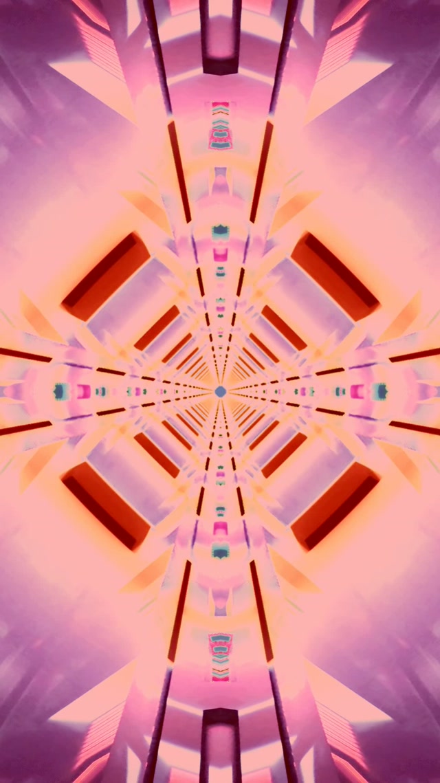 Neon Tunnel Kaleidoskop Diamant Burst VJ Loop 9:16 Reels 60fps Pauseskærm