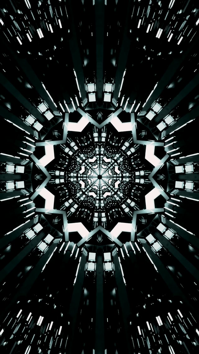 Neon Tunnel Kaleidoscope Star Burst VJ Loop 9:16 Reels 60fps Screensaver