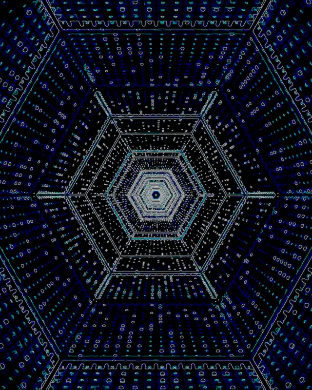 Neon Tunnel Sekskant Hvirvel VJLoops 4:5 Instagram 60fps Pauseskærm