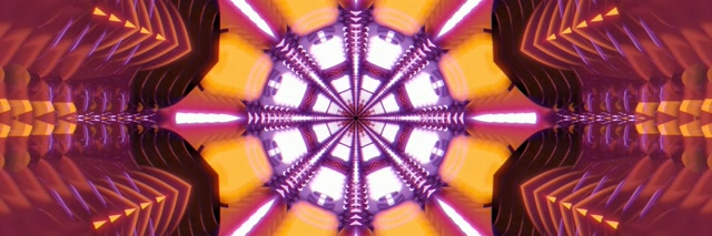 Radiant Kaleidoscope Neon Tunnel | 3:1 Triple Wide | 60fps VJ Loop Screensaver
