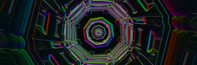Neon Tunnel Octagonal Vortex Loop 3:1 Ultrawide 60fps VJ Screensaver