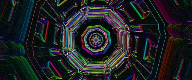 Neon Tunnel Octagonal Vortex Loop 2.39:1 Cinemascope 60fps Screensaver VJ