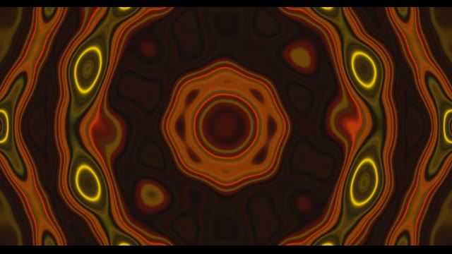 Abstrakt Kaleidoskop Mønster med Gyldne Gule Orange Flydende Former VJLoops