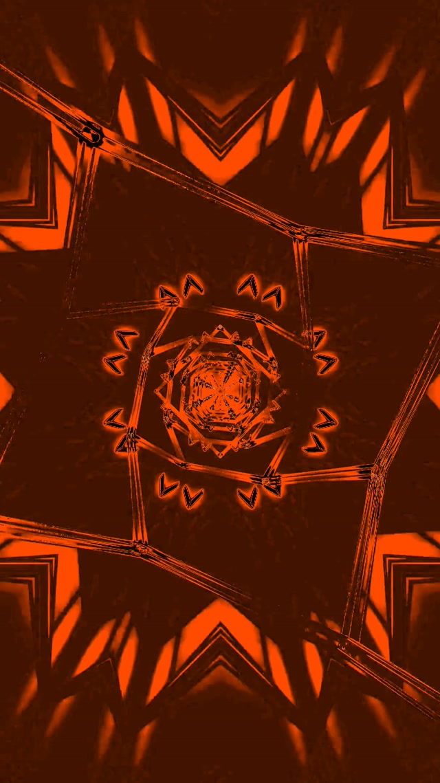 Neon Tunnel Orange Fraktal Kaleidoskop Vj Loop 9:16 Reels 60fps Pauseskærm