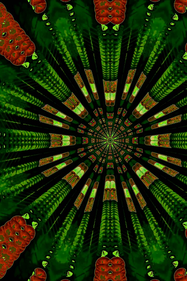 Neon Tunnel Rød Fraktal Kaleidoskop Burst 2:3 Portrait 60fps Pauseskærm VJLoops