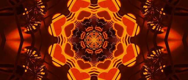 Neon Tunnel Orange Kaleidoskop VJ Loop 21:9 Ultrawide 60fps Pauseskærm